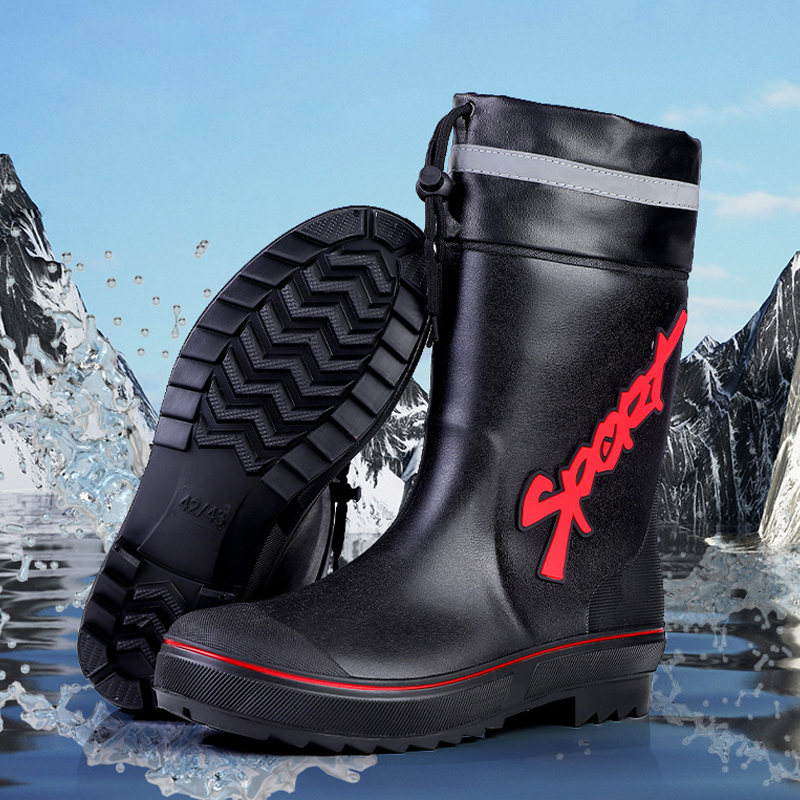 Mid-calf Rain Boots Men Slip-O - огляд і ціна Outdoor Adventure Shoes
