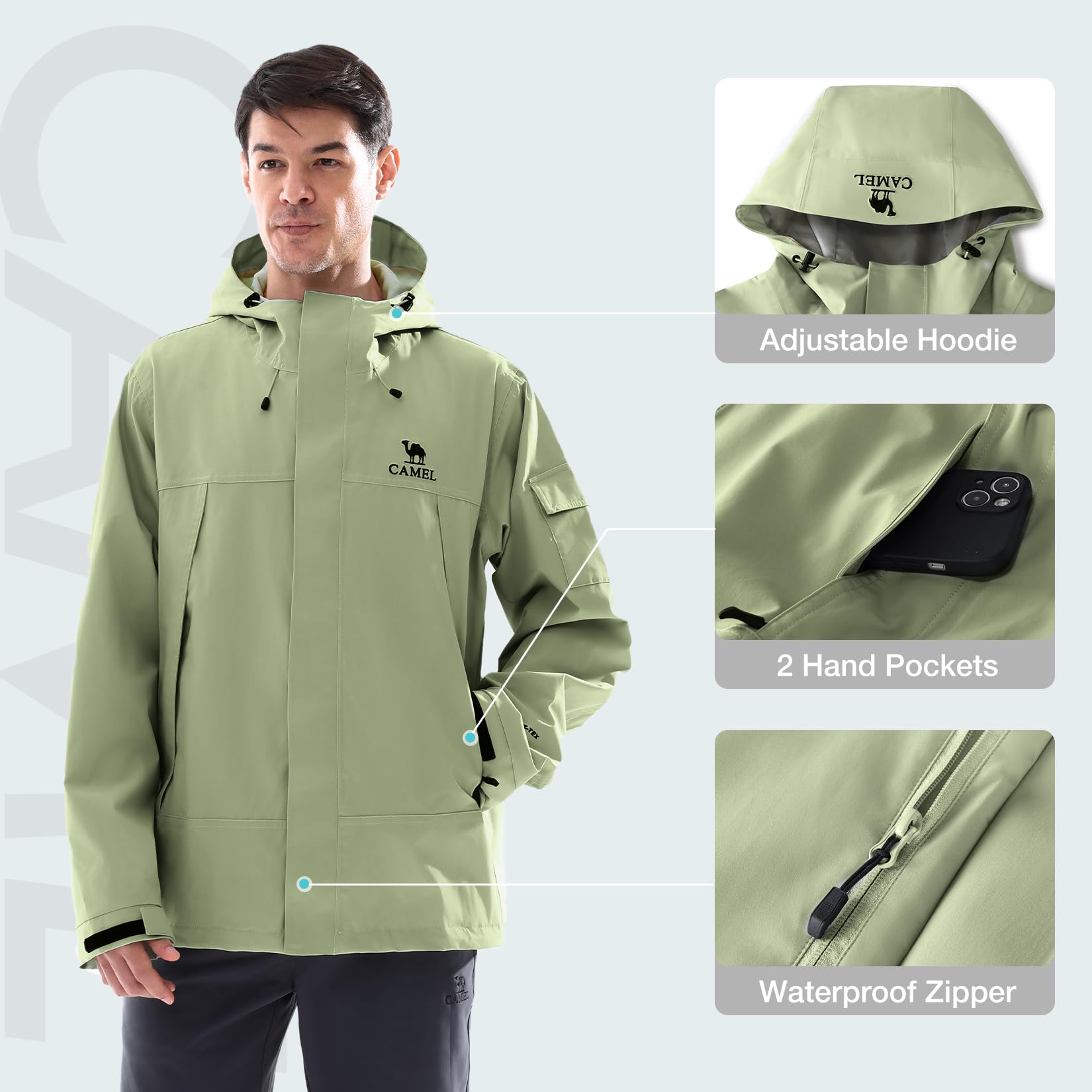 GOLDEN CAMEL Men's Rain Jacket - огляд і ціна Outdoor Adventure Windbreaker